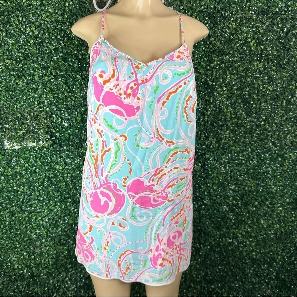 Lilly Pulitzer Jelly Fish Silk Slip Mini Dress Size Small